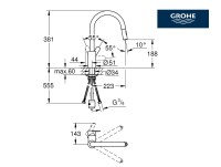 MEDIDAS MONOMANDO COCINA EUROSTYLE COSMOPOLITAN GROHE